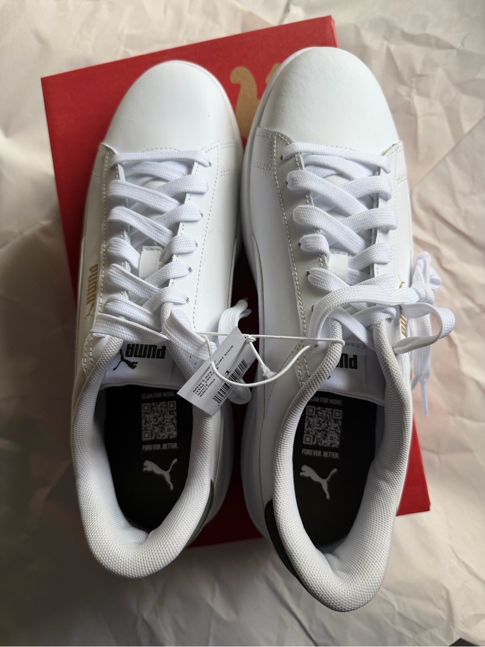 Puma ACE Court White leather low top Sneakers, sz 11